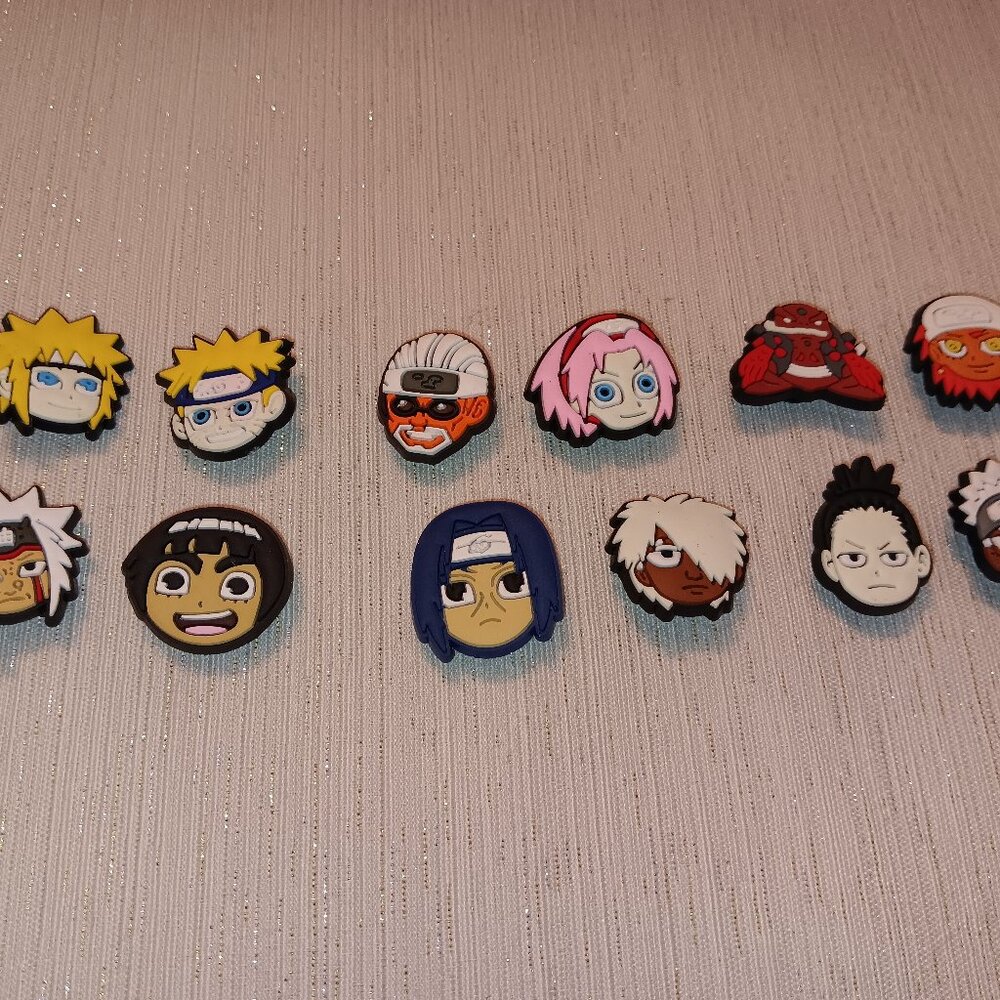 12 collectible Naruto Anime Character Crocs Shoe Charms Jibbitz PVC Rubber